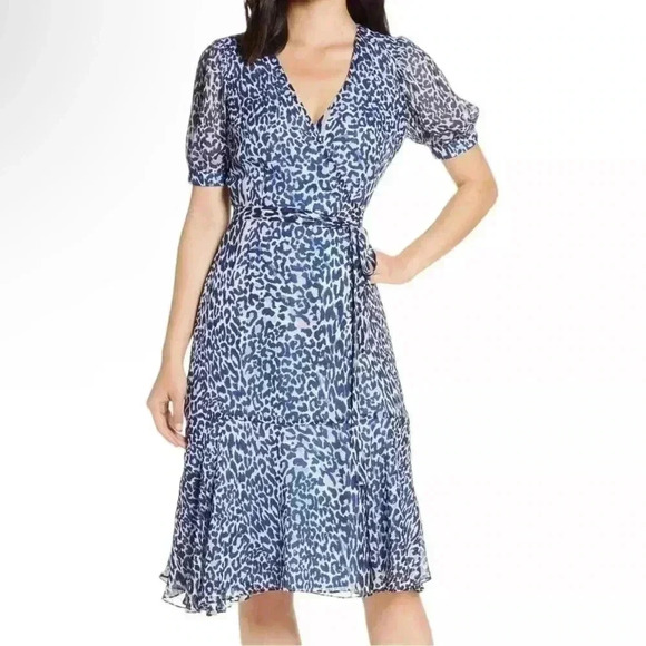Eliza J Blue Animal Print Dress Size 20W - Picture 1 of 6
